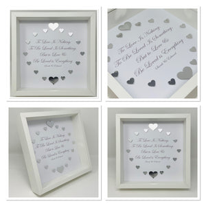 'To Love & Be Loved' Silver Love Hearts Quote Frame