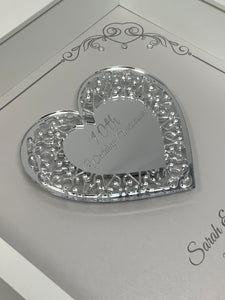 10th Tin 10 Years Wedding Anniversary Frame - Intricate Mirror Heart