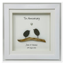 Load image into Gallery viewer, 10th Tin 10 Years Wedding Anniversary Frame - Pebble Birds
