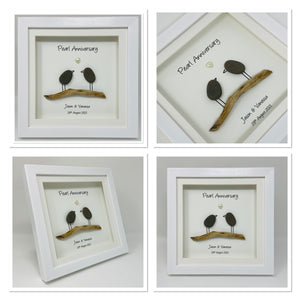 30th Pearl 30 Years Wedding Anniversary Frame - Pebble Birds