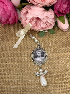 Wedding Bouquet Photo Memory Charm - 'Pearl Angel'