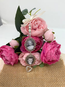 Wedding Bouquet Photo Memory Charm - 'Angel Wings' Double Frame