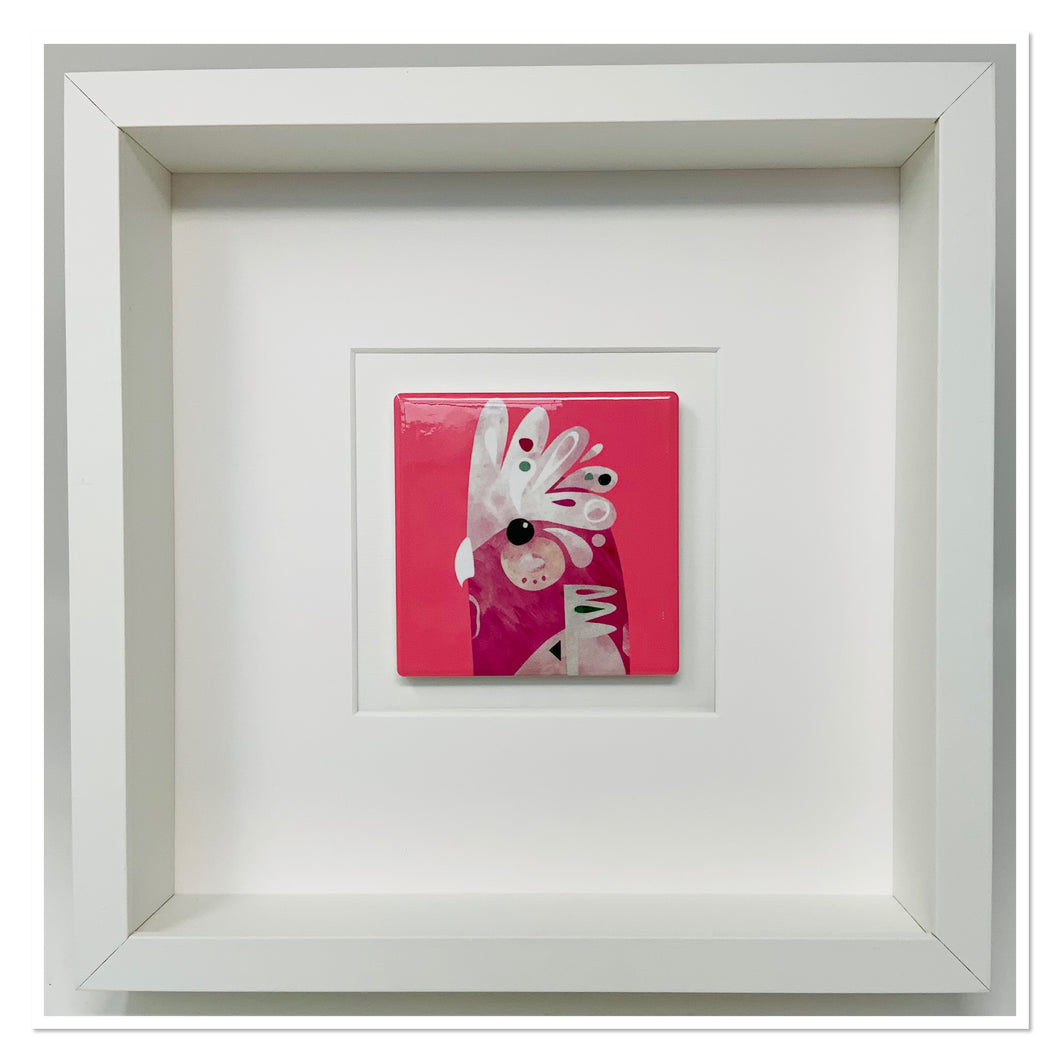 Ceramic Pink Cockatiel Art Picture Frame