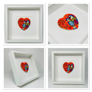 Ceramic Orange Love Heart Parrots Art Picture Frame