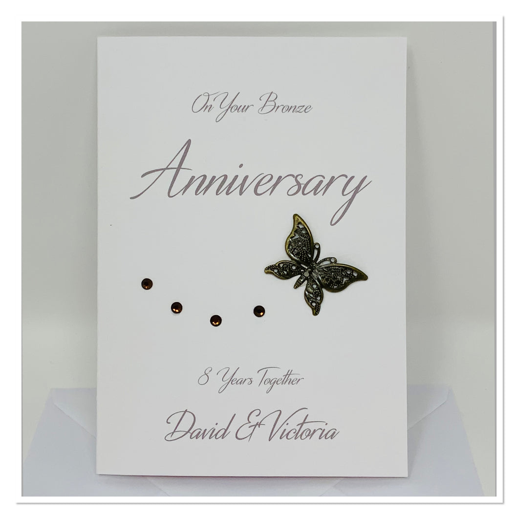 8th 19th Bronze Wedding Anniversary Personalised Card - A11