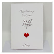 Load image into Gallery viewer, Red Heart &#39;My Darling Wife&#39; Wedding Anniversary Personalised Card - A9
