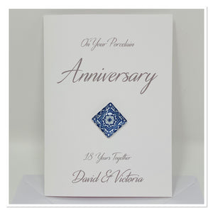 Porcelain Wedding Anniversary Personalised Card - A7