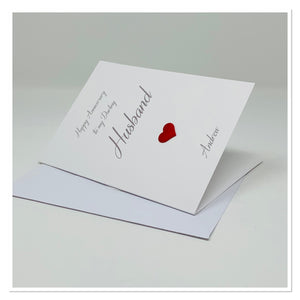Red Heart 'My Darling Husband' Wedding Anniversary Personalised Card - A10