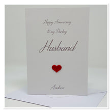 Load image into Gallery viewer, Red Heart &#39;My Darling Husband&#39; Wedding Anniversary Personalised Card - A10
