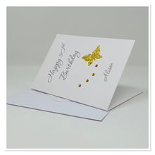 Load image into Gallery viewer, Happy Birthday Gold Butterfly Personalised Card - A8
