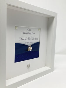 Wedding Day Ribbon Frame - Navy Glitter