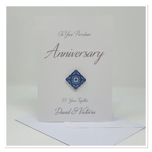 Porcelain Wedding Anniversary Personalised Card - A7