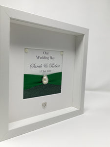 Wedding Day Ribbon Frame - Green Pebble
