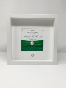 Wedding Day Ribbon Frame - Green Glitter