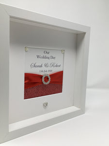Wedding Day Ribbon Frame - Red Pebble