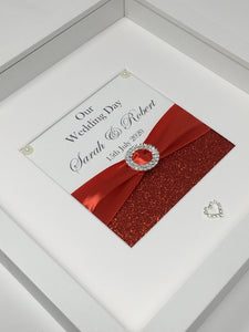 Wedding Day Ribbon Frame - Red Glitter