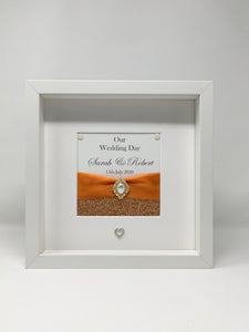 Wedding Day Ribbon Frame - Copper Orange Pebble