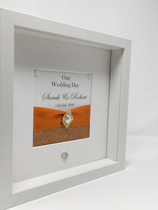 Wedding Day Ribbon Frame - Copper Orange Pebble