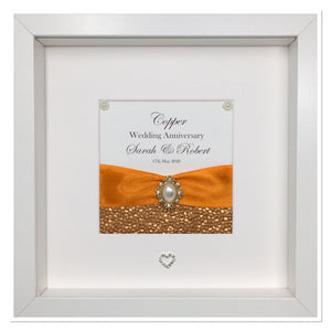 22nd Copper 22 Years Wedding Anniversary Ribbon Frame - Pebble