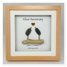 Load image into Gallery viewer, 5th Wood 5 Years Wedding Anniversary Frame - Pebble Birds
