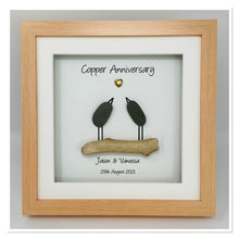 Load image into Gallery viewer, 7th Copper 7 Years Wedding Anniversary Frame - Pebble Birds
