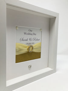 Wedding Day Ribbon Frame - Yellow Gold Glitter
