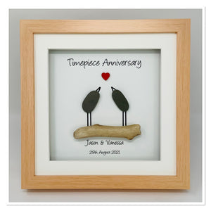 31st Timepiece 31 Years Wedding Anniversary Frame - Pebble Birds