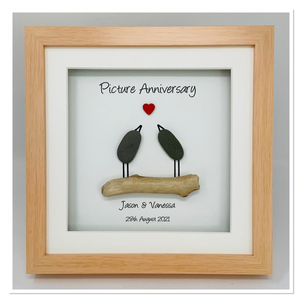 26th Picture 26 Years Wedding Anniversary Frame - Pebble Birds