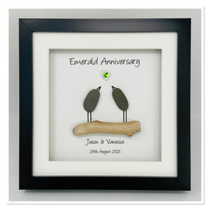 55th Emerald 55 Years Wedding Anniversary Frame - Pebble Birds