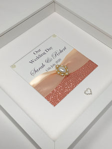 Wedding Day Ribbon Frame - Coral Pebble