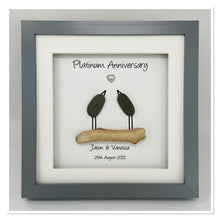 Load image into Gallery viewer, 70th Platinum 70 Years Wedding Anniversary Frame - Pebble Birds
