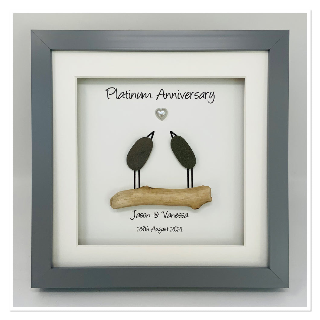 70th Platinum 70 Years Wedding Anniversary Frame - Pebble Birds