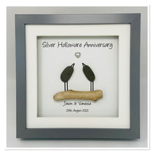 Load image into Gallery viewer, 16th Silver Holloware Wedding Anniversary Frame - Pebble Birds
