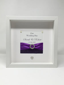 Wedding Day Ribbon Frame - Purple Pebble
