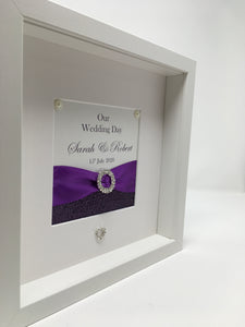 Wedding Day Ribbon Frame - Purple Pebble