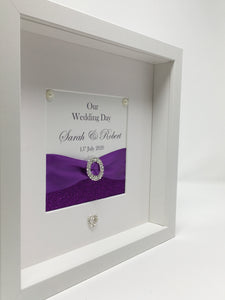 Wedding Day Ribbon Frame - Purple Glitter