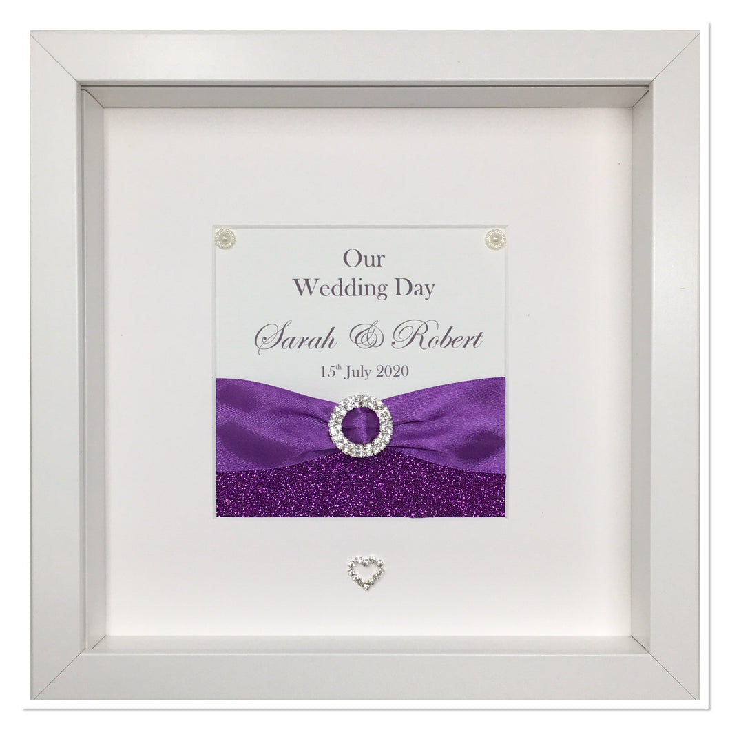 Wedding Day Ribbon Frame - Purple Glitter