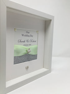 Wedding Day Ribbon Frame - Mint Green Glitter