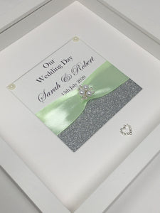Wedding Day Ribbon Frame - Mint Green Glitter