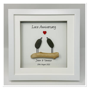 39th Lace 39 Years Wedding Anniversary Frame - Pebble Birds