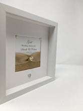 Load image into Gallery viewer, 50th Golden Champagne 50 Years Wedding Anniversary Ribbon Frame - Pebble
