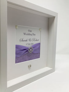 Wedding Day Ribbon Frame - Lilac Pebble