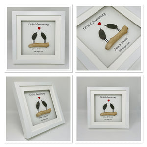 28th Orchid 28 Years Wedding Anniversary Frame - Pebble Birds