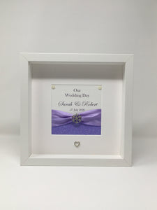 Wedding Day Ribbon Frame - Lilac Glitter