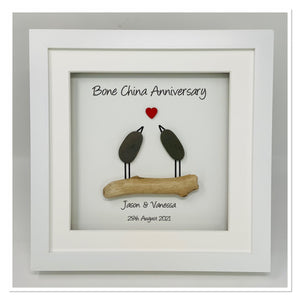36th Bone China 36 Years Wedding Anniversary Frame - Pebble Birds