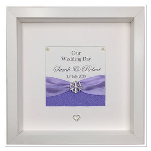 Wedding Day Ribbon Frame - Lilac Glitter