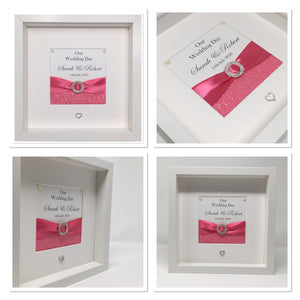Wedding Day Ribbon Frame - Fuchsia Pink Pebble