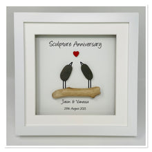 Load image into Gallery viewer, 27th Sculpture 27 Years Wedding Anniversary Frame - Pebble Birds
