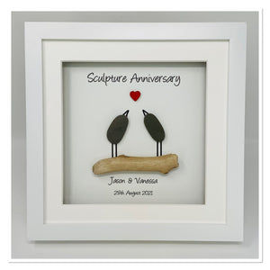 27th Sculpture 27 Years Wedding Anniversary Frame - Pebble Birds