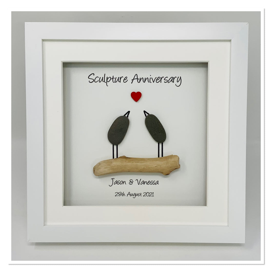 27th Sculpture 27 Years Wedding Anniversary Frame - Pebble Birds